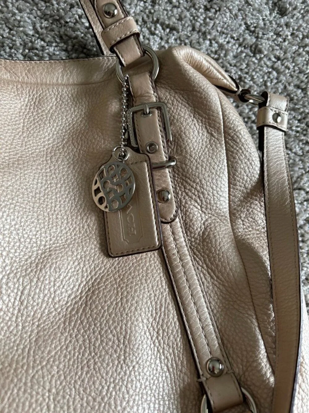 Y2K Coach Women's Pebbled Leather Satchel Handbag With Adjustable Strap